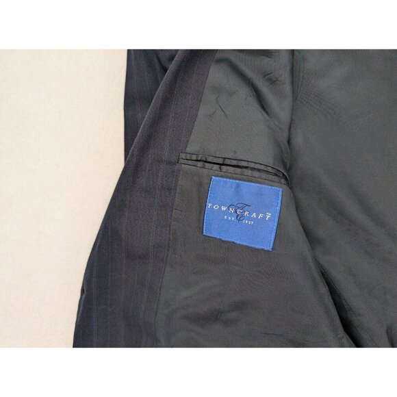 Towncraft Men's Blazer Jacket Size 42S Blue Pinstripe Sport Coat - Picture 14 of 16